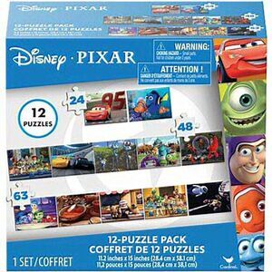 Disney Pixar Puzzle 12 Pack Toy Story Cars Wall-E Nemo &‎ More New!